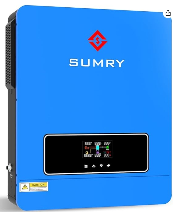 Combo Solar 3600W (3 Paneles de 590W) mas Dos Baterias 12V 100AH KIT Energia Completa(Intalacion incluida)Inversor y Cargador Solar SUMRY, 3600W CC 24V a CA 110V Convertidor de Voltaje Híbrido con Controlador de Carga MPPT de 120A, Energía Pura de Onda Sinusoidal para Sistema de Energía Doméstica